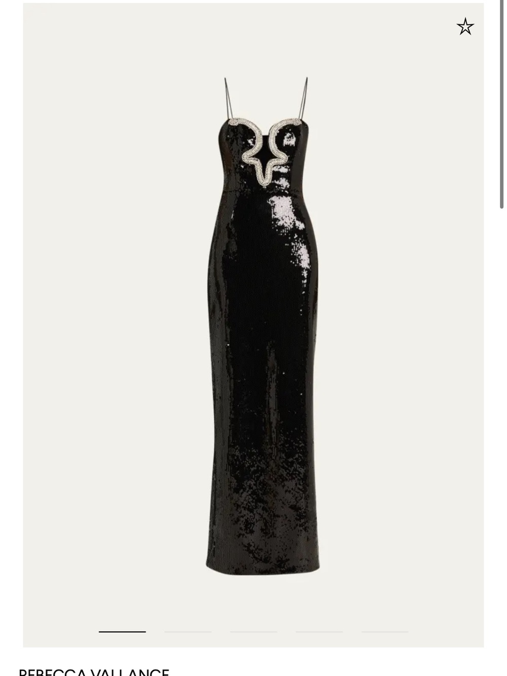 Rebecca Vallance Black Sequin Maxi Dress with Silver Trim